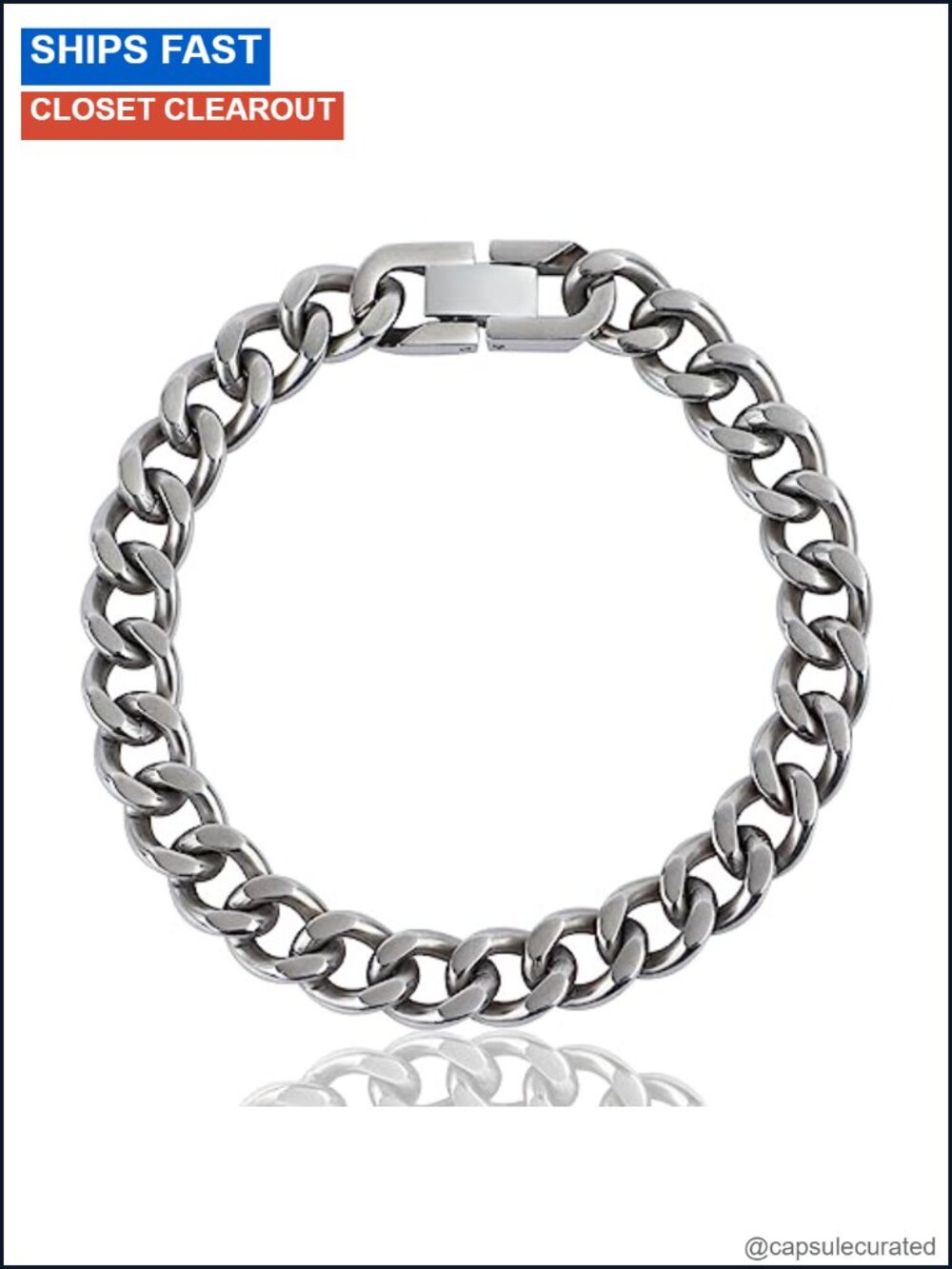 9.5mm Solid Titanium Cuban Link Chain Bracelet Men Lightweight Skin-Friendly